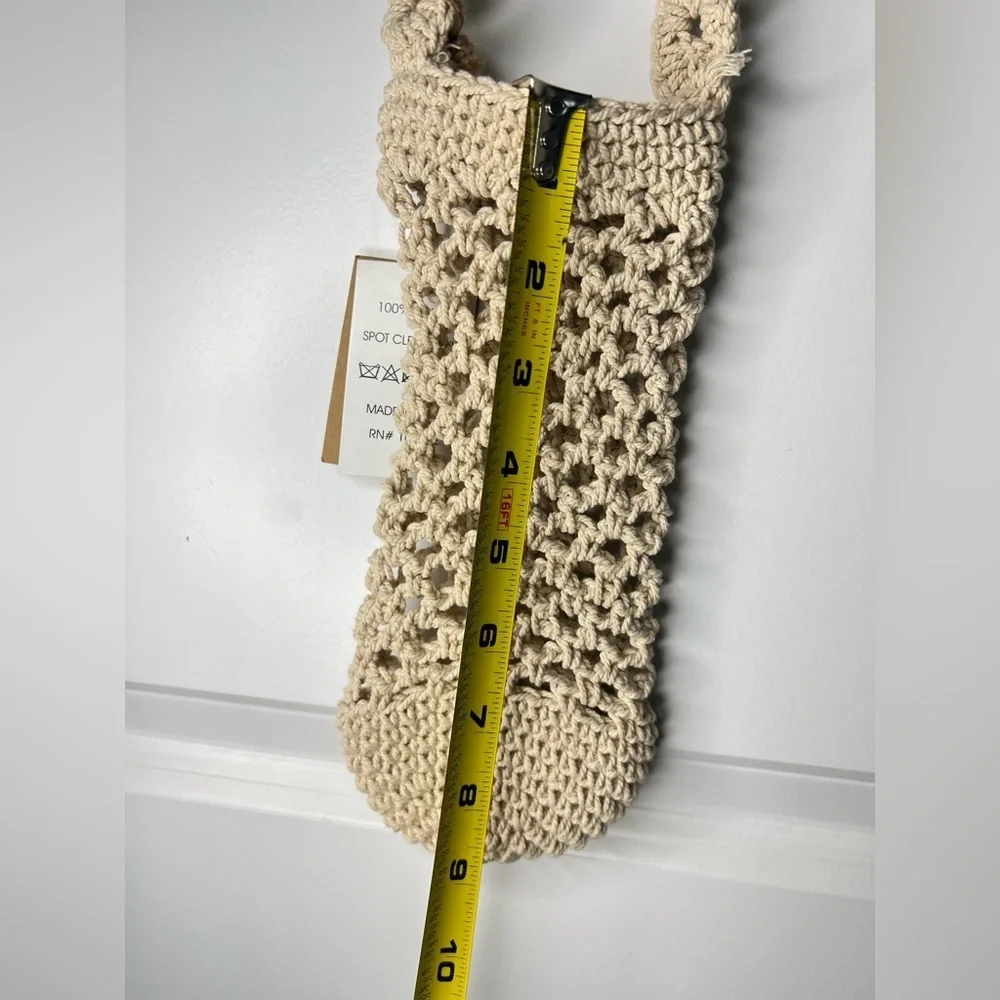 crocheted crossbody phone bag neutral color